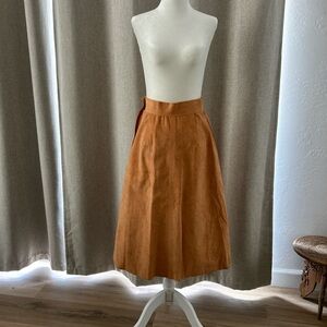 Vintage 1970s A-line Skirt/Microsuede/Peach/Small